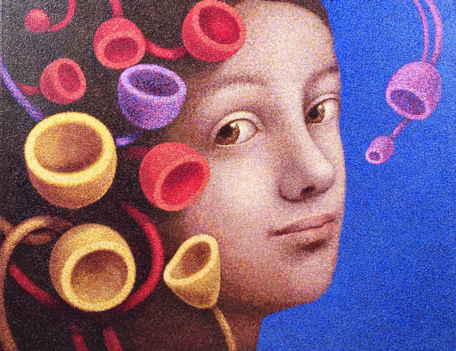 Kamar Alam Figurative Oil Painting titled Blossoming.  Part of Artazzle curation of luxury art paintings.
