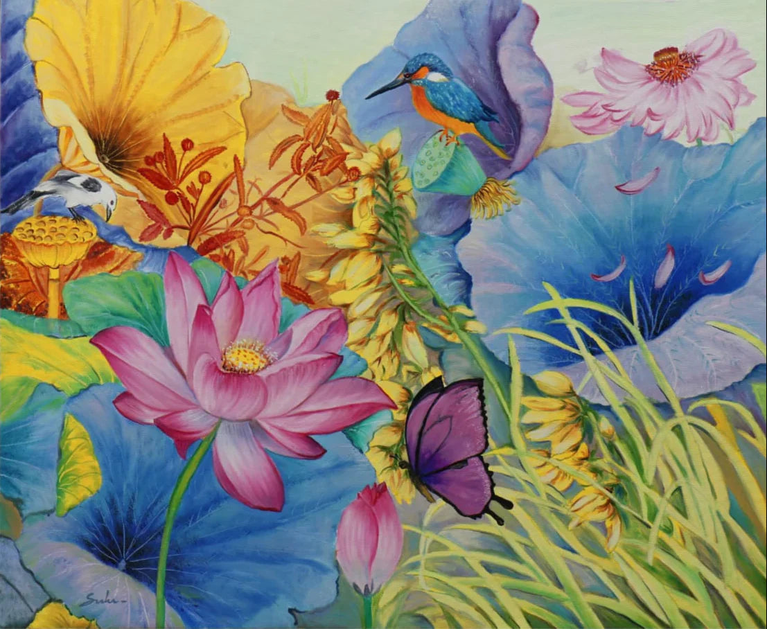 Floral paintings collection on Artazzle. Featured here is waterlily and lotus blossom art by Sulakshana D. 