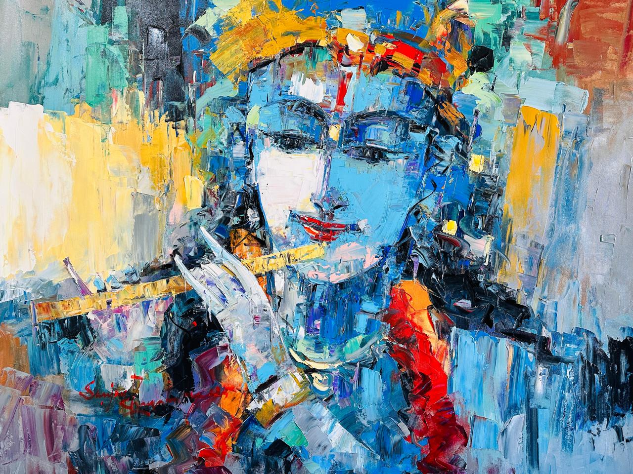 Artazzle Radha Krishna Paintings Collection. Featured here is Lord Krishna painting by Sanjay Chakarborty.