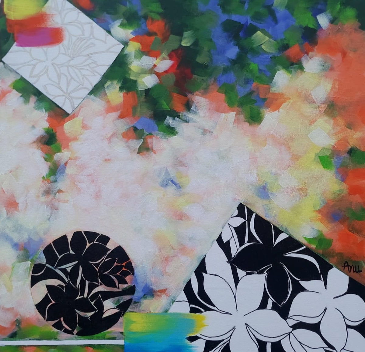 Artist Anuradha Thakur Paints a floral abstract work lush with captivating play of colors.