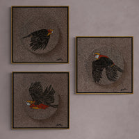 Set of Three Bird Paintings. Acrylic on Canvas Paintings.
Art by Indian Artist Ramakrishna Vasanthula