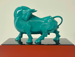 The Majestic Bull (Modern Blue Nandi Sculpture)