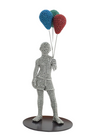 Boy with Balloons sculpture in stainless steel by Valay Shende