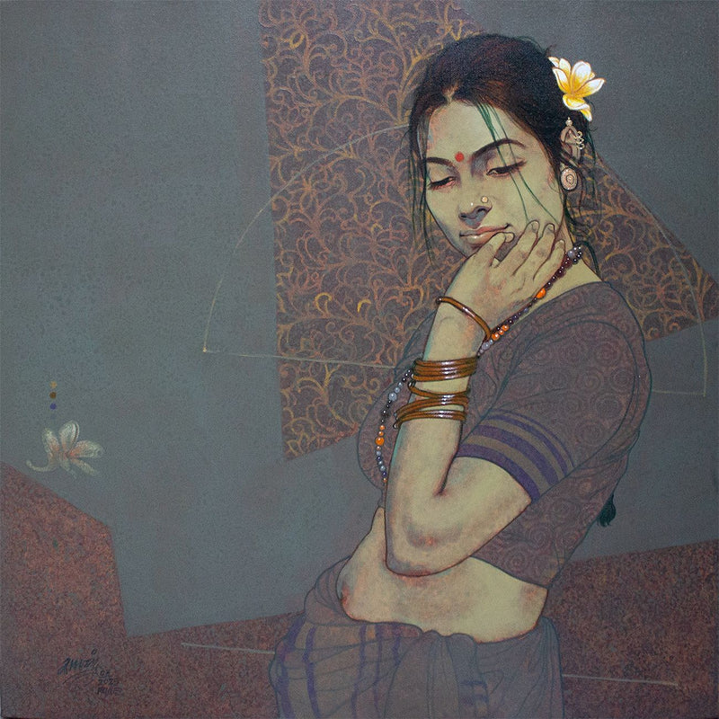 The Indian woman in native attire.