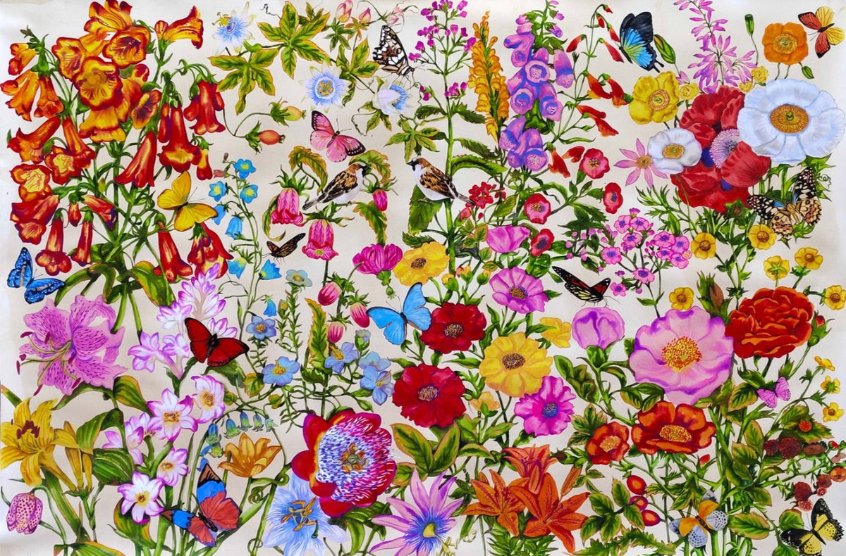 Artist Manisha Agrawal paints a garden of fantasy using watercolors on paper.