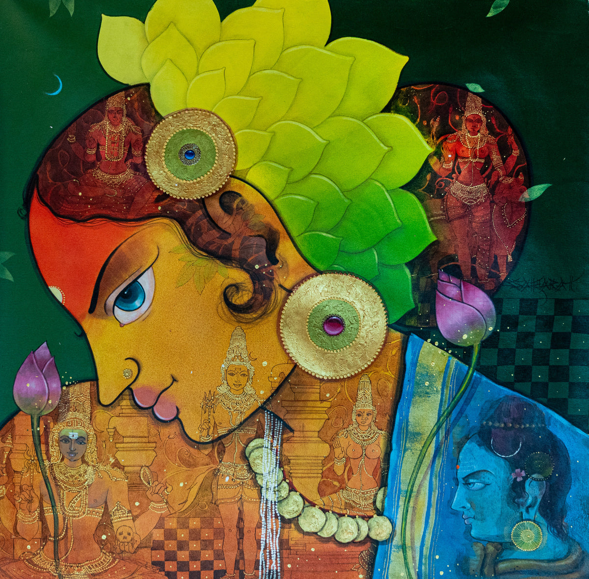 Goddess Parvati Spiritual Painting by Sachin Kharat. Original Canvas Art