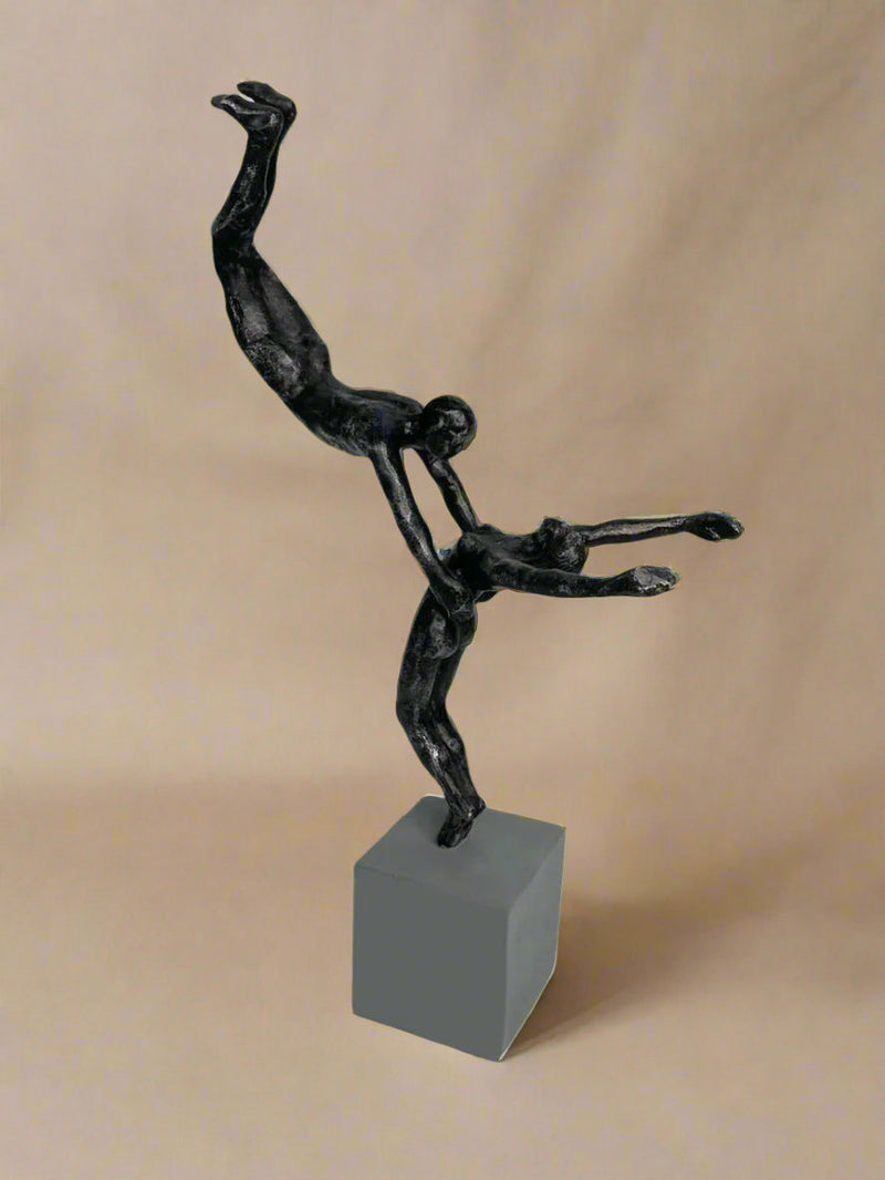 medium size sculpture featuring gymansts agility, form and technique. luxury decor accents for luxury spaces.