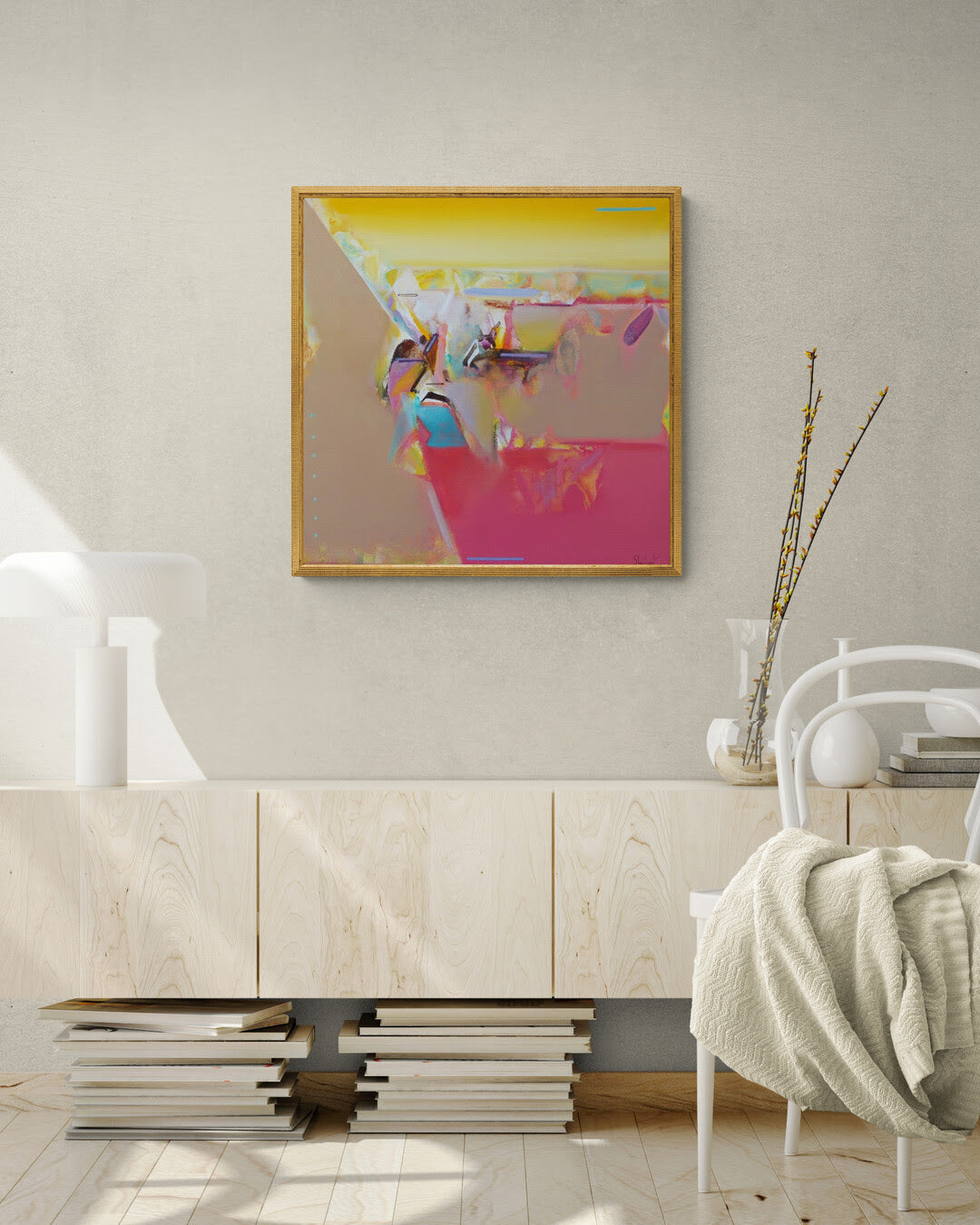 Abstract Painting. Sorbet shades blend into harmony with earthy browns in this abstract by Shrikant Kadam.
