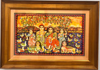 Jayasri Burman original figurative painting Parivar - Family  watercolor and ink on lucobond | Artazzle