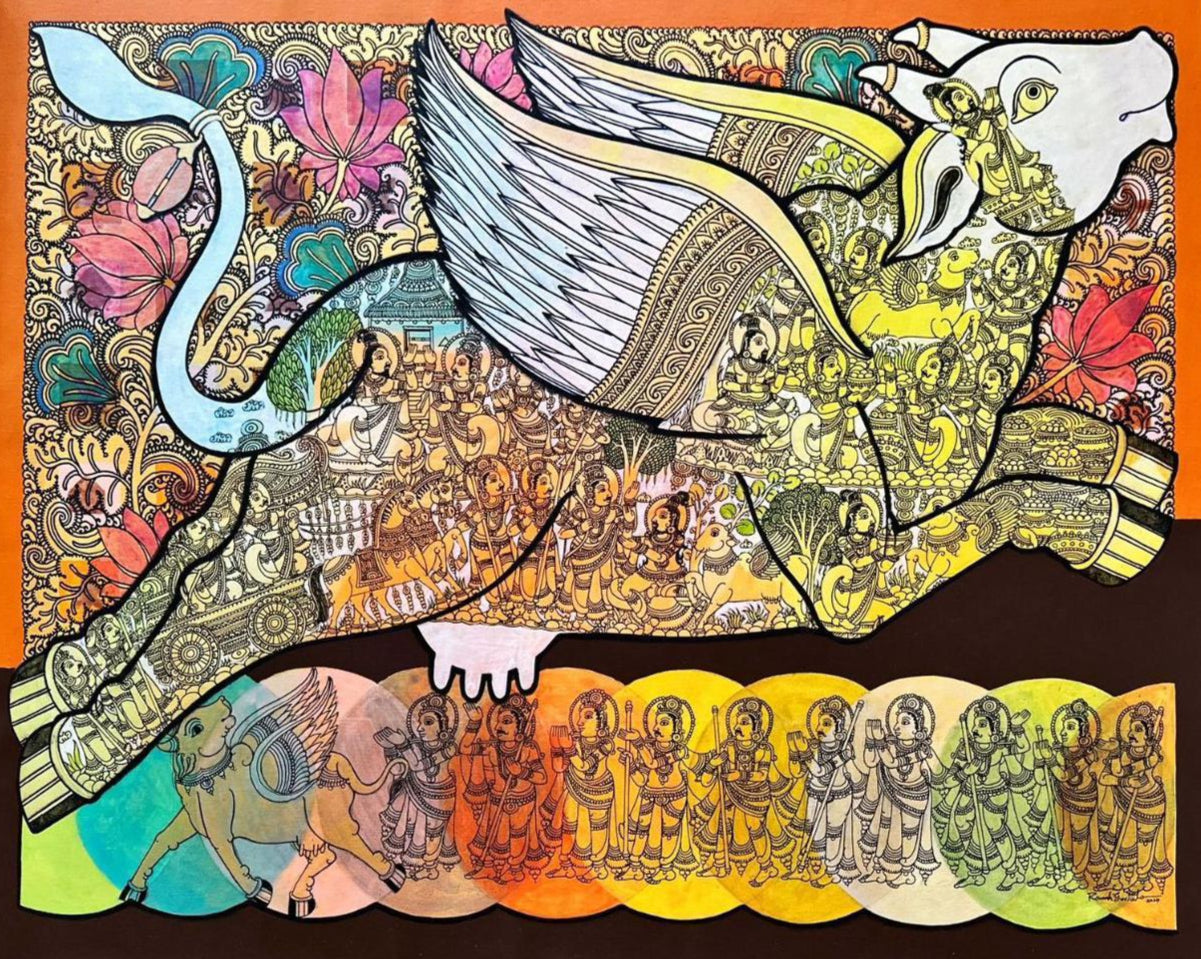 Buy Ramesh Gorjala Kamadhenu Canvas: Investment Art – Artazzle
