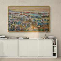 Forest - nature landscape by Kishore kumar in yellow, peach and green tones.