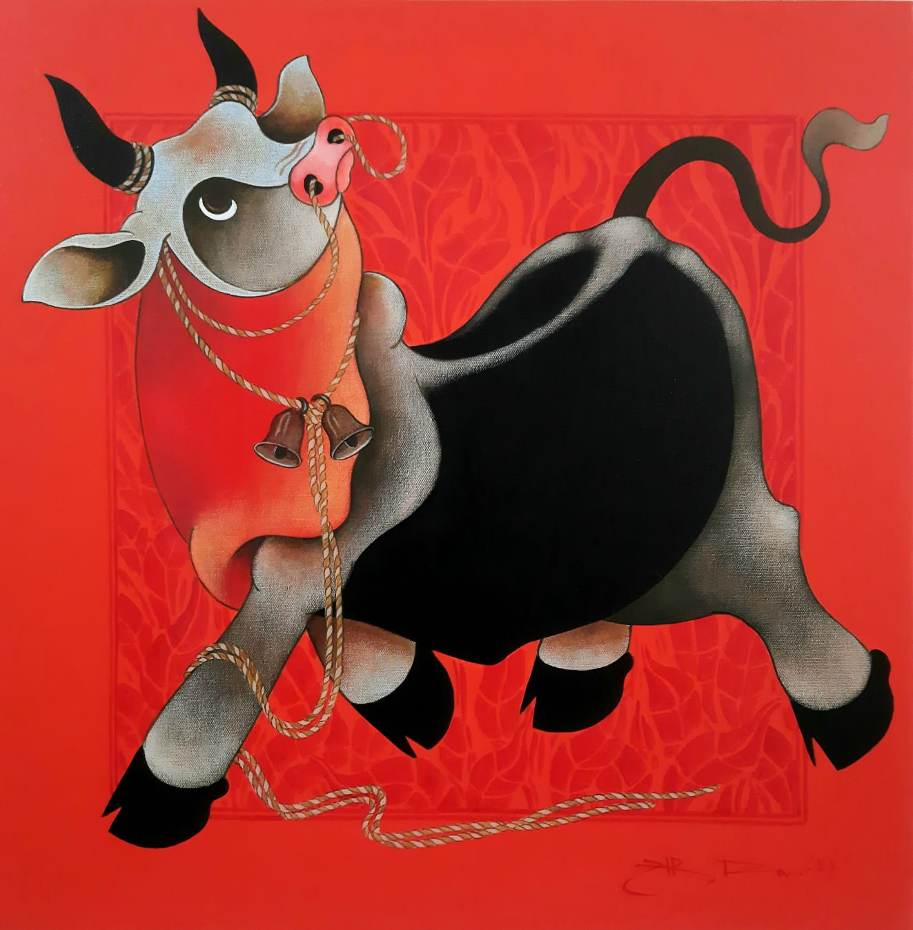 H R Das depicts Nandi in his signature style. 