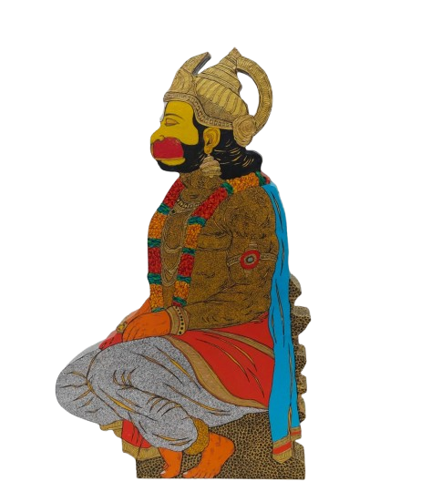 Close up on Hanuman sculpture - limited edition wooden sculpture by Ramakrishna Vasanthula.