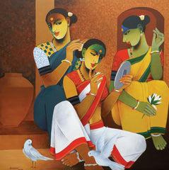 The Shringar Ritual (Indian Village Women Fine Art)