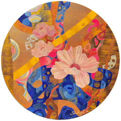 Serenity I (Circular Floral Art in Gold)