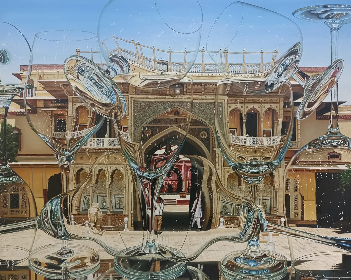 Artist Tauseef Khan creates a stunning visual of City Palace cleverly using wine glasses to act as lenses and bring out the incredible detailing in architecture and design. 