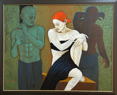The Seated Blue Muse (Original Figurative Art)