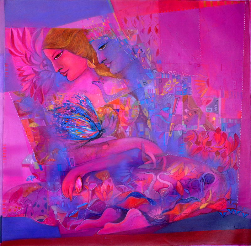 Artist Madan Lal portrays a couple bathed in love…in hues of Pink. 