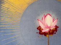 Close up of lotus bloom and golden rays. Part of artwork Utapatti by sangeeta abhay.
