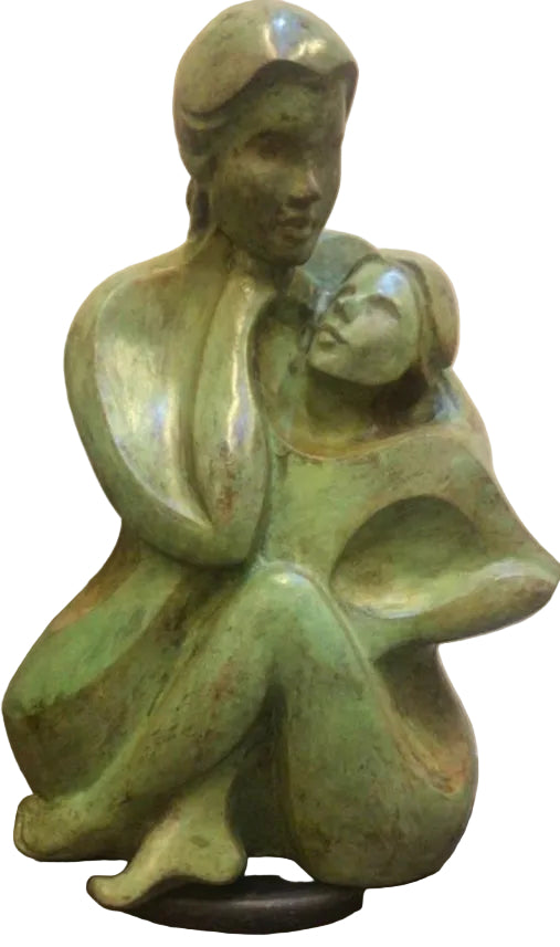 Gauri Verma's sculpture shows a child seated in her mothers lap reflecting deep parental bond.