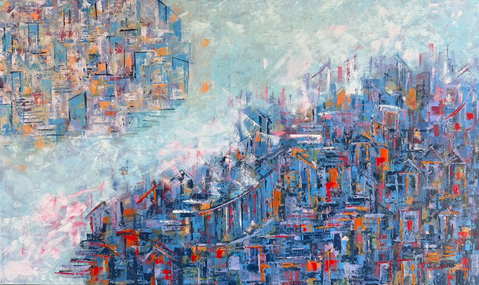 Misty Monoliths (Abstract Cityscape)