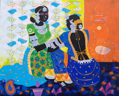 Intimate Dialogue (Indian Figurative Painting)