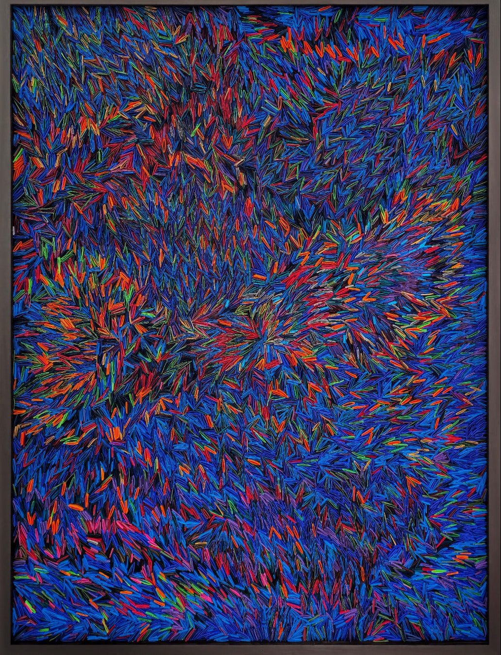 P Suresh Kumar Untitled blue 3D paper strip abstract painting for luxury corporate boardroom office decor at Artazzle